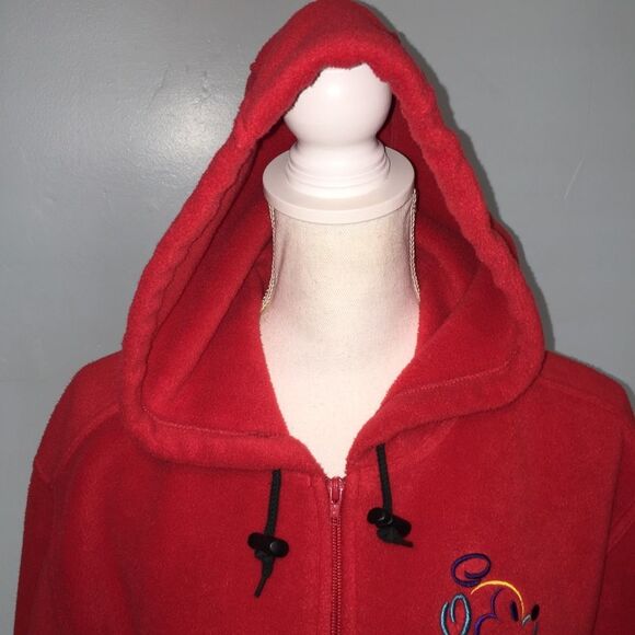 Walt Disney World Mickey Mouse Fleece Hoodie Sz S Red Pockets Unisex - Picture 10 of 12